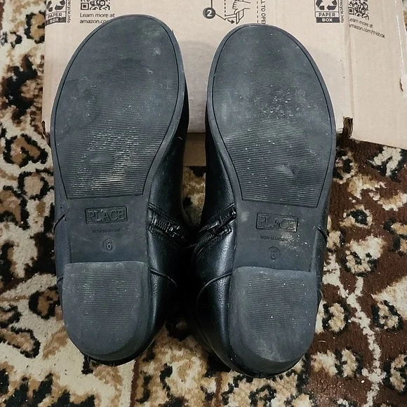 Place Big Girl's Faux Leather Heeled Boots; Size: 6Y, Color: Black - Picture 13 of 16